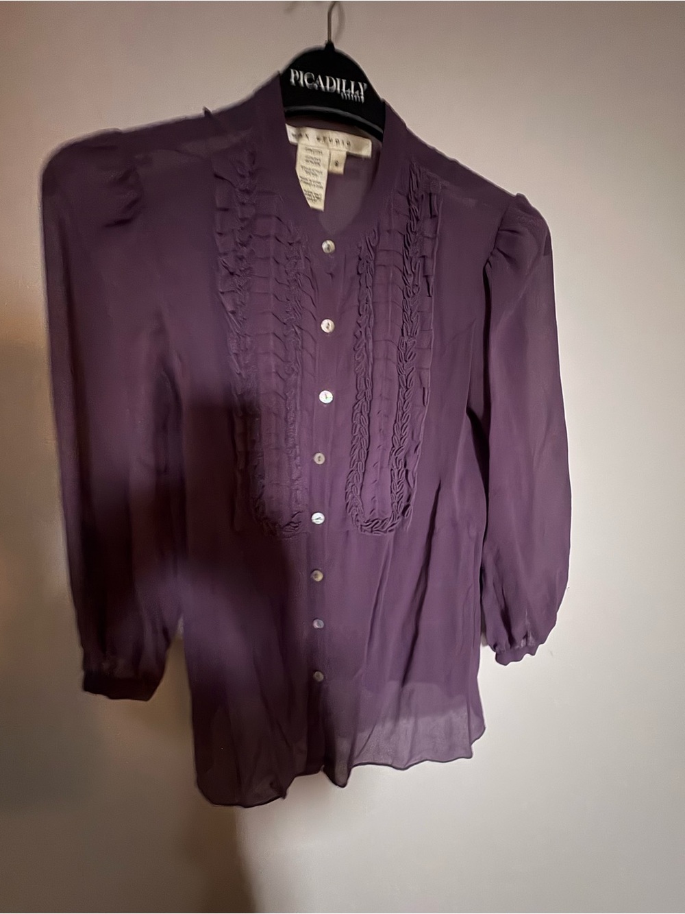 Purple 100% silk Button Blouse - Unknown Brand
